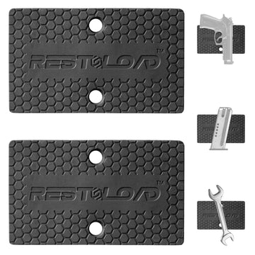 RESTNLOAD Universal Bedside Magnetic Gun Mount, Gun Magnet 43lbs. Rating, (2-Pack) Gun Holder Magnetic Holster for Cars, Trucks, Walls, Desks, Fully Rubber Encapsulated Design